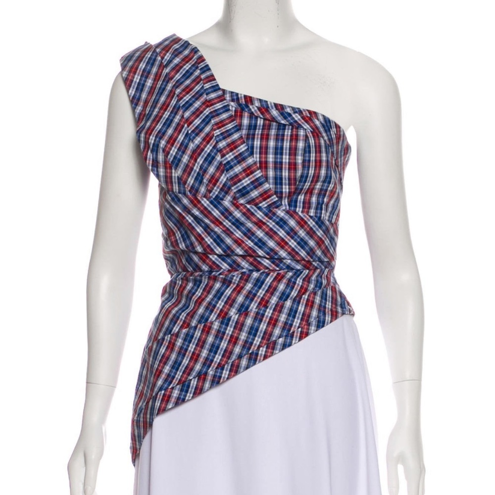 Petersyn one shoulder plaid top